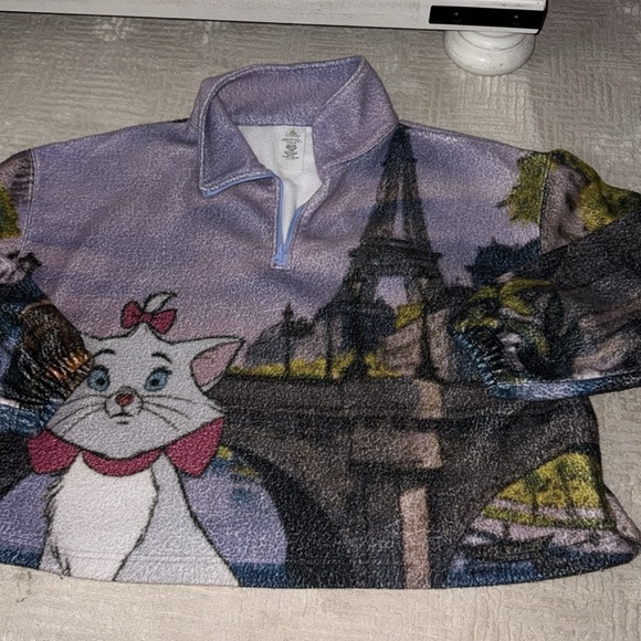 Disney aristocrats Marie Eiffel Tower Paris 1X 1/4 zip EUC pullover jacket - Picture 1 of 2